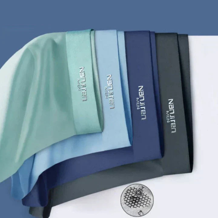 Lot de 4 boxers homme respirants, couleurs variées, ceinture souple et tissu doux pour confort optimal et fraîcheur.
