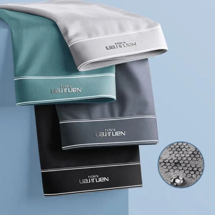 Lot de 4 boxers homme respirants, couleurs variées, ceinture souple et tissu doux pour confort optimal et fraîcheur.
