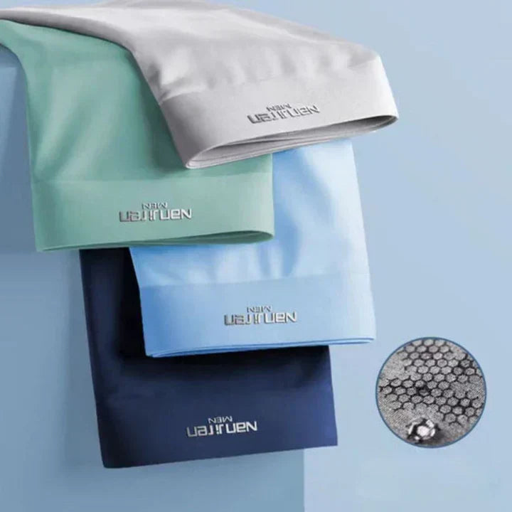 Lot de 4 boxers homme respirants, couleurs variées, ceinture souple et tissu doux pour confort optimal et fraîcheur.