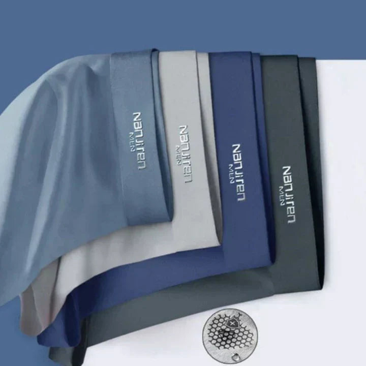 Lot de 4 boxers homme respirants, couleurs variées, ceinture souple et tissu doux pour confort optimal et fraîcheur.