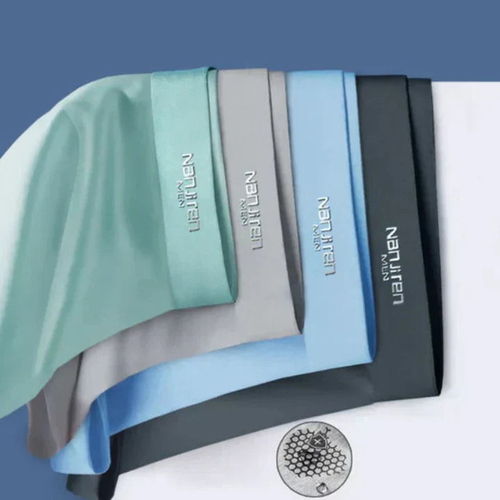 Lot de 4 boxers homme respirants, couleurs variées, ceinture souple et tissu doux pour confort optimal et fraîcheur.