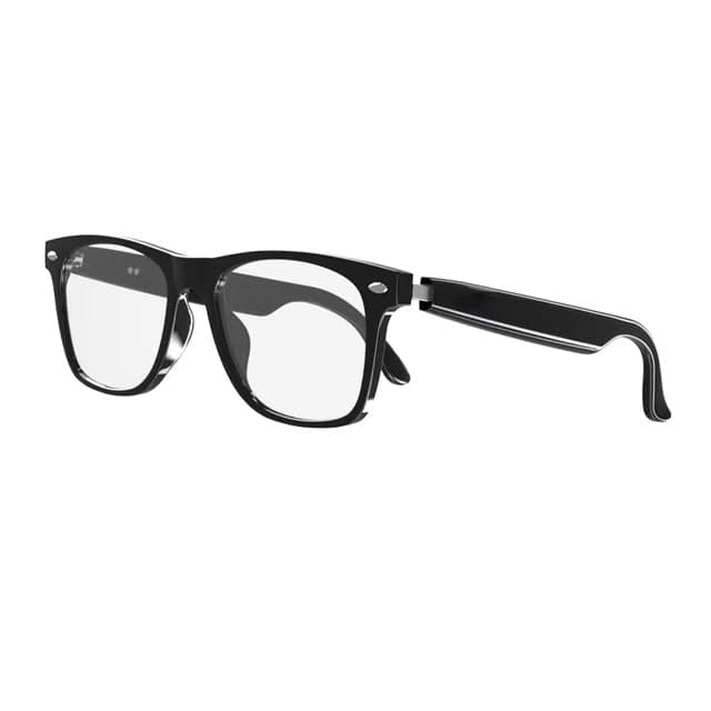 "Lunettes de soleil intelligentes avec caméra intégrée et Bluetooth, design moderne pour femmes, vue de face."