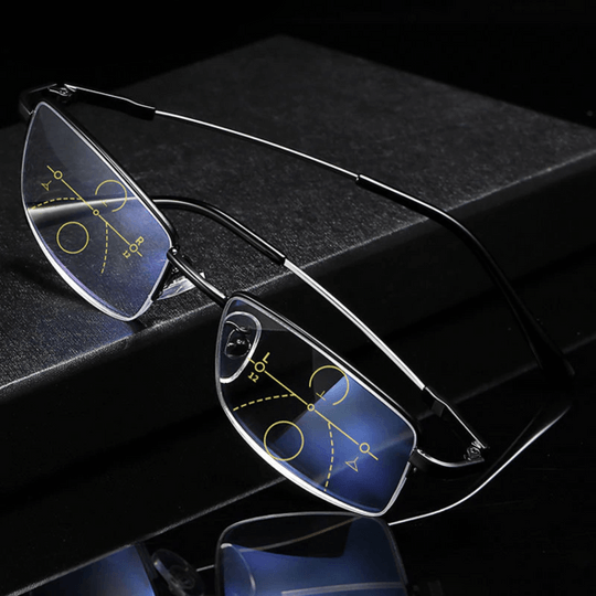 Lunettes multifocales unisexes pour vision claire lecture/conduite, protection anti-lumière bleue.