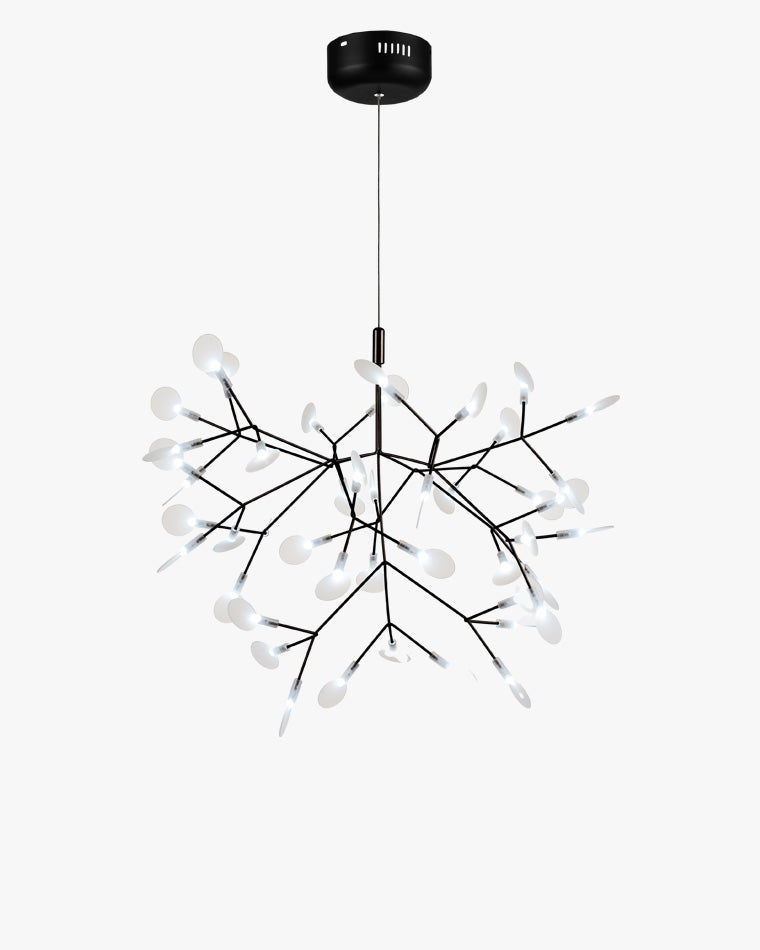 Lustre LED branches design naturel. Éclairage élégant et doux, idéal salon/salle à manger.