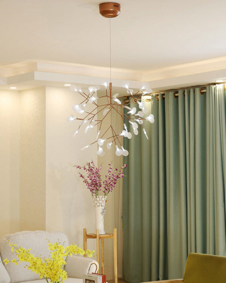 Lustre LED branches design naturel. Éclairage élégant et doux, idéal salon/salle à manger.