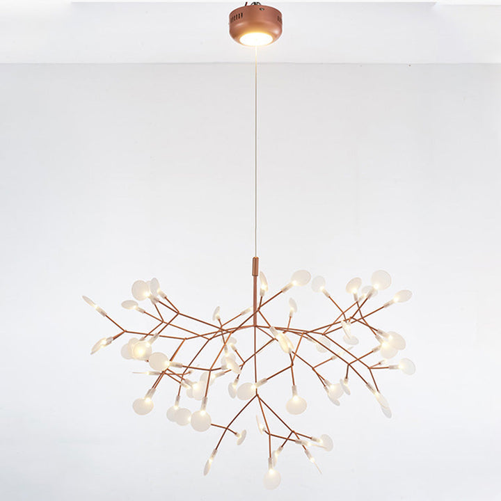 Lustre LED branches design naturel. Éclairage élégant et doux, idéal salon/salle à manger.