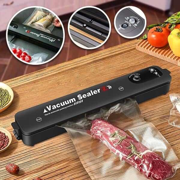 "Machine sous vide compacte et moderne sur plan de travail pour scellage aliments, conservation fraîcheur optimale en cuisine