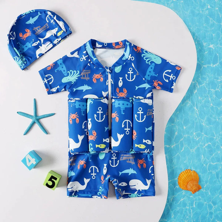 Maillot de bain bébé enfant flottant, sécurisé. Design coloré et confortable. Idéal pour la baignade.