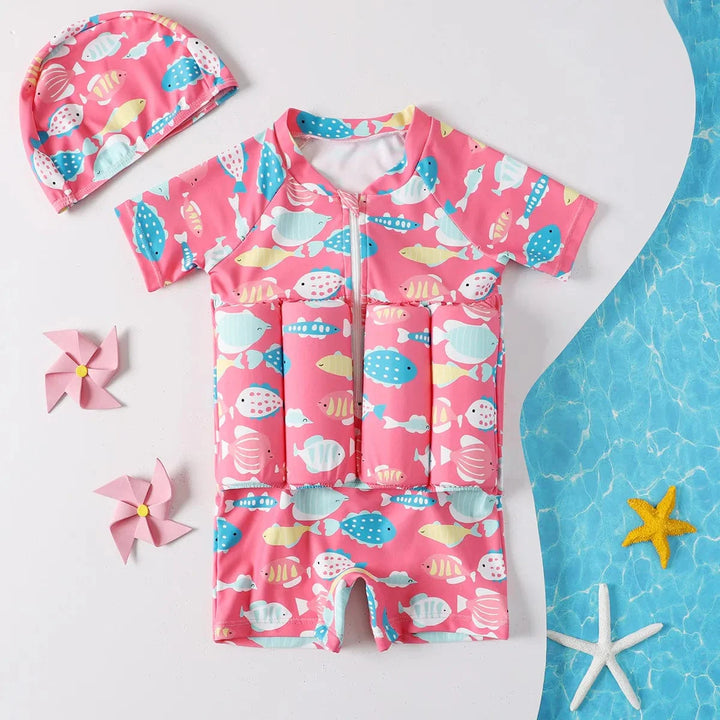 Maillot de bain bébé enfant flottant, sécurisé. Design coloré et confortable. Idéal pour la baignade.