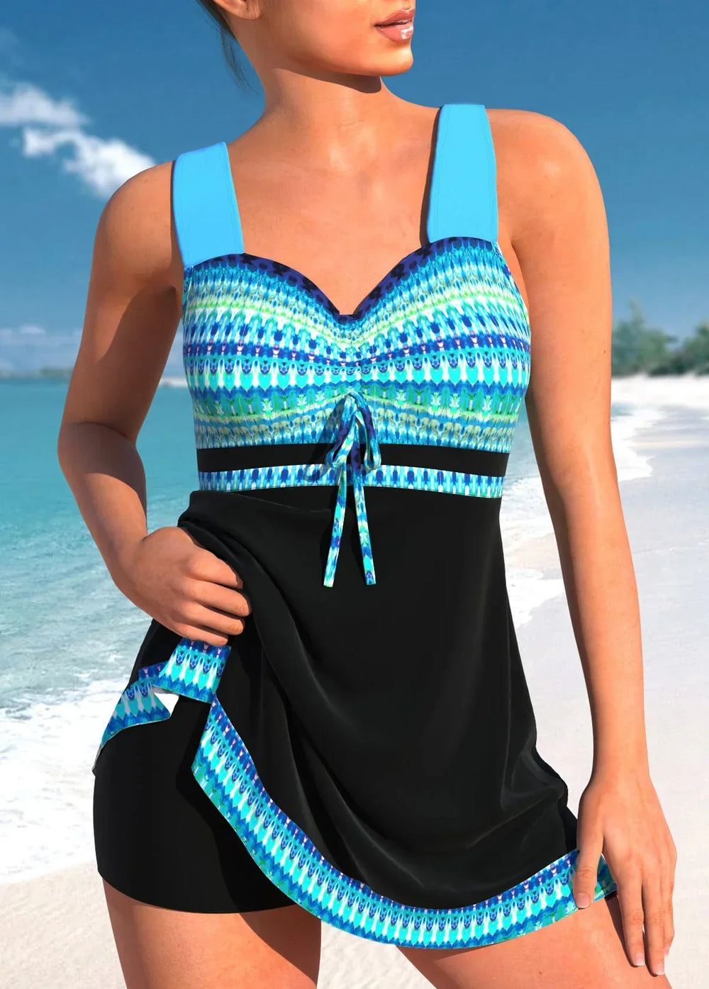 "Maillot de bain femme élégant design raffiné, disponible en noir et bleu, pour confort supérieur et style moderne."