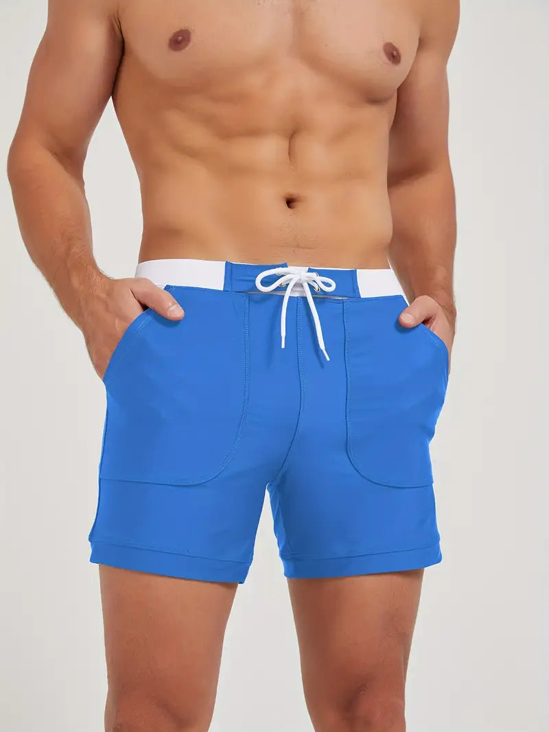 "Maillot de bain homme, séchage rapide, design moderne et élégant, couleur vive, parfait pour plage ou piscine."