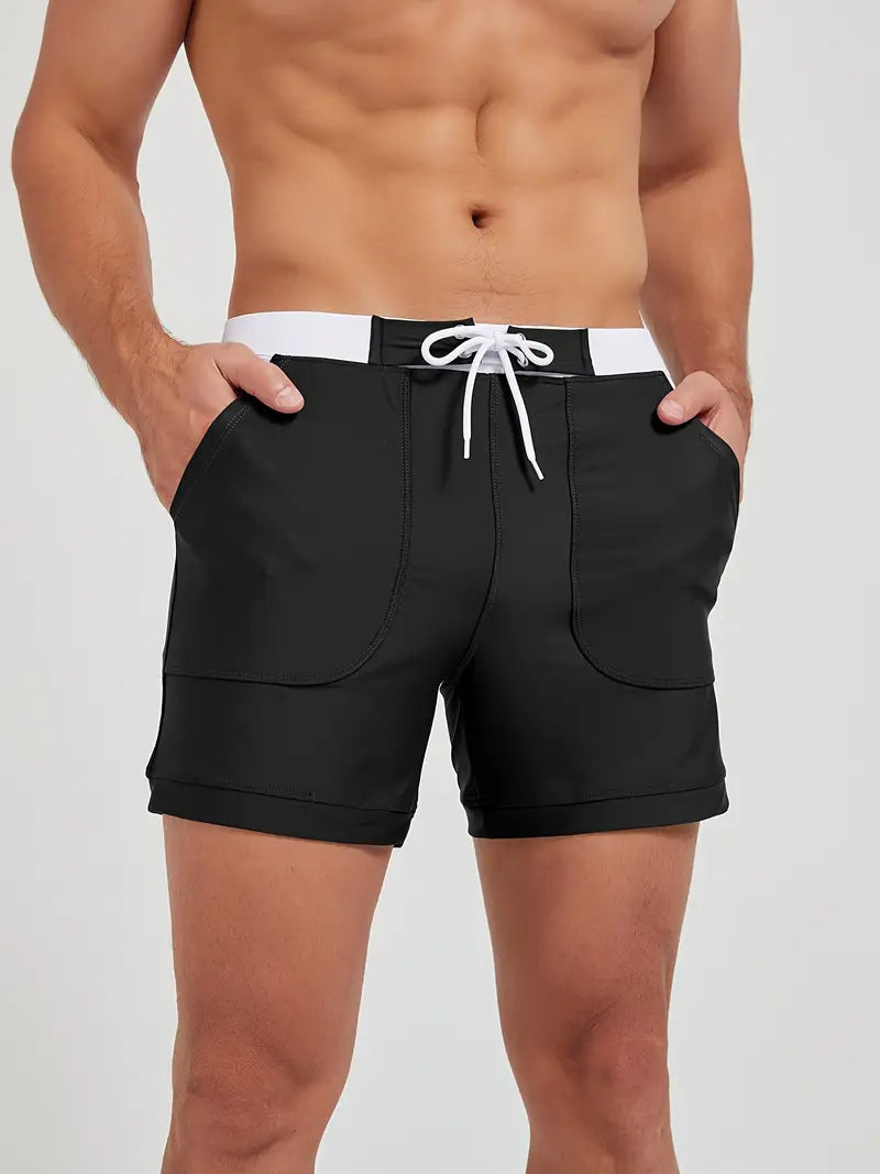"Maillot de bain homme, séchage rapide, design moderne et élégant, couleur vive, parfait pour plage ou piscine."