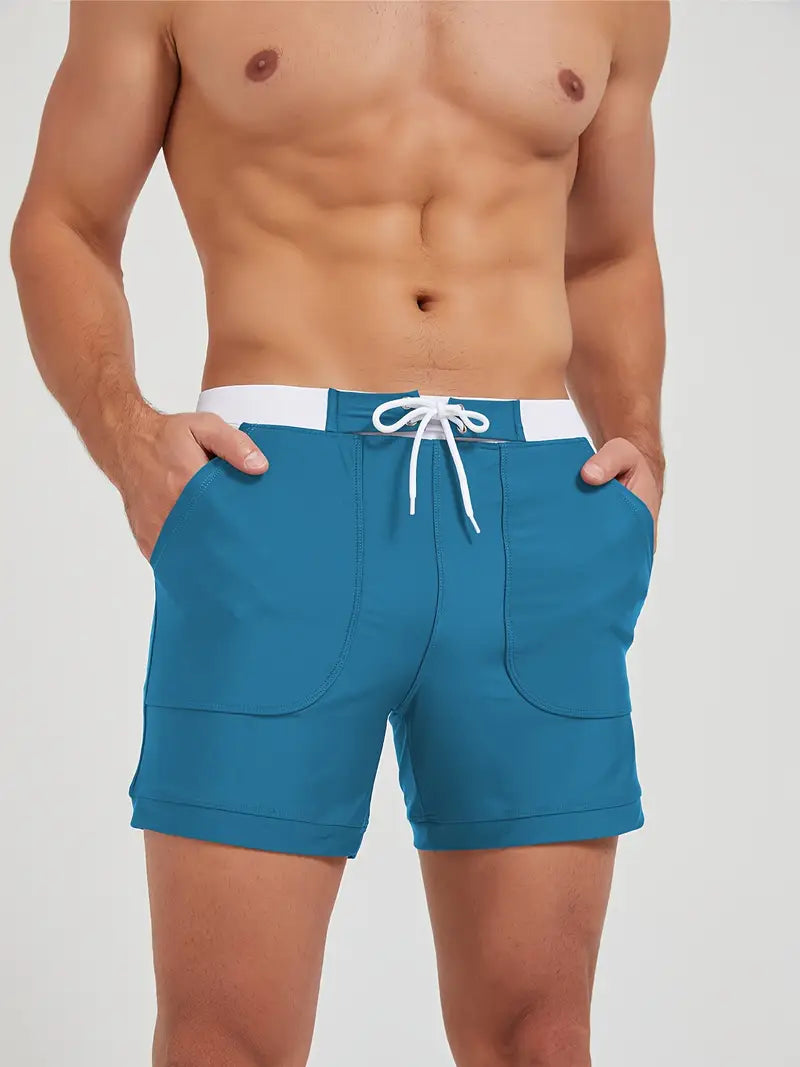 "Maillot de bain homme, séchage rapide, design moderne et élégant, couleur vive, parfait pour plage ou piscine."