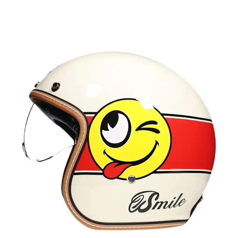 Casque Moto Vintage - Profil Bas BK39 - Sécurité Certifiée