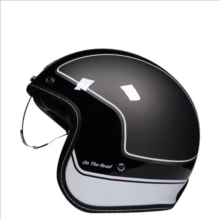 Casque Moto Vintage - Profil Bas BK39 - Sécurité Certifiée