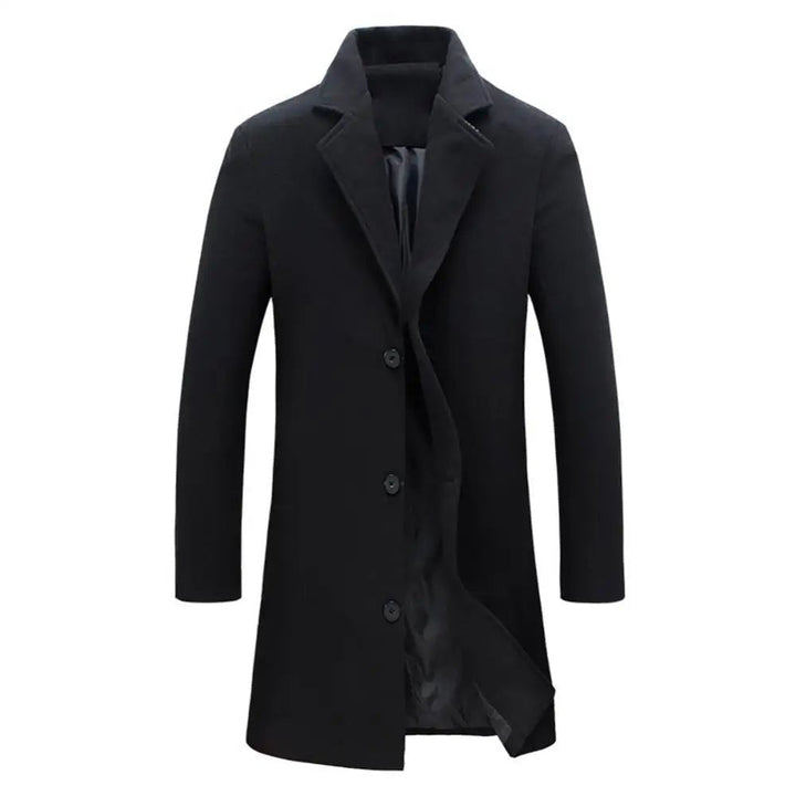 "Manteau chic noir pour homme, style Peaky Blinders, doublure thermique, coupe parfaite, élégance intemporelle et moderne."