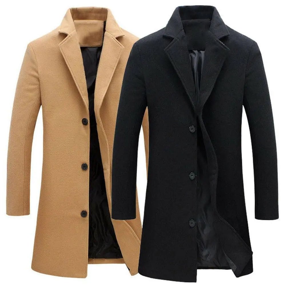 "Manteau chic noir pour homme, style Peaky Blinders, doublure thermique, coupe parfaite, élégance intemporelle et moderne."