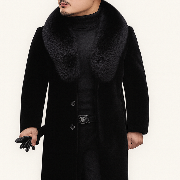Texture robuste et chaude du manteau d'hiver homme, résistant au froid, idéal pour l'automne hiver.