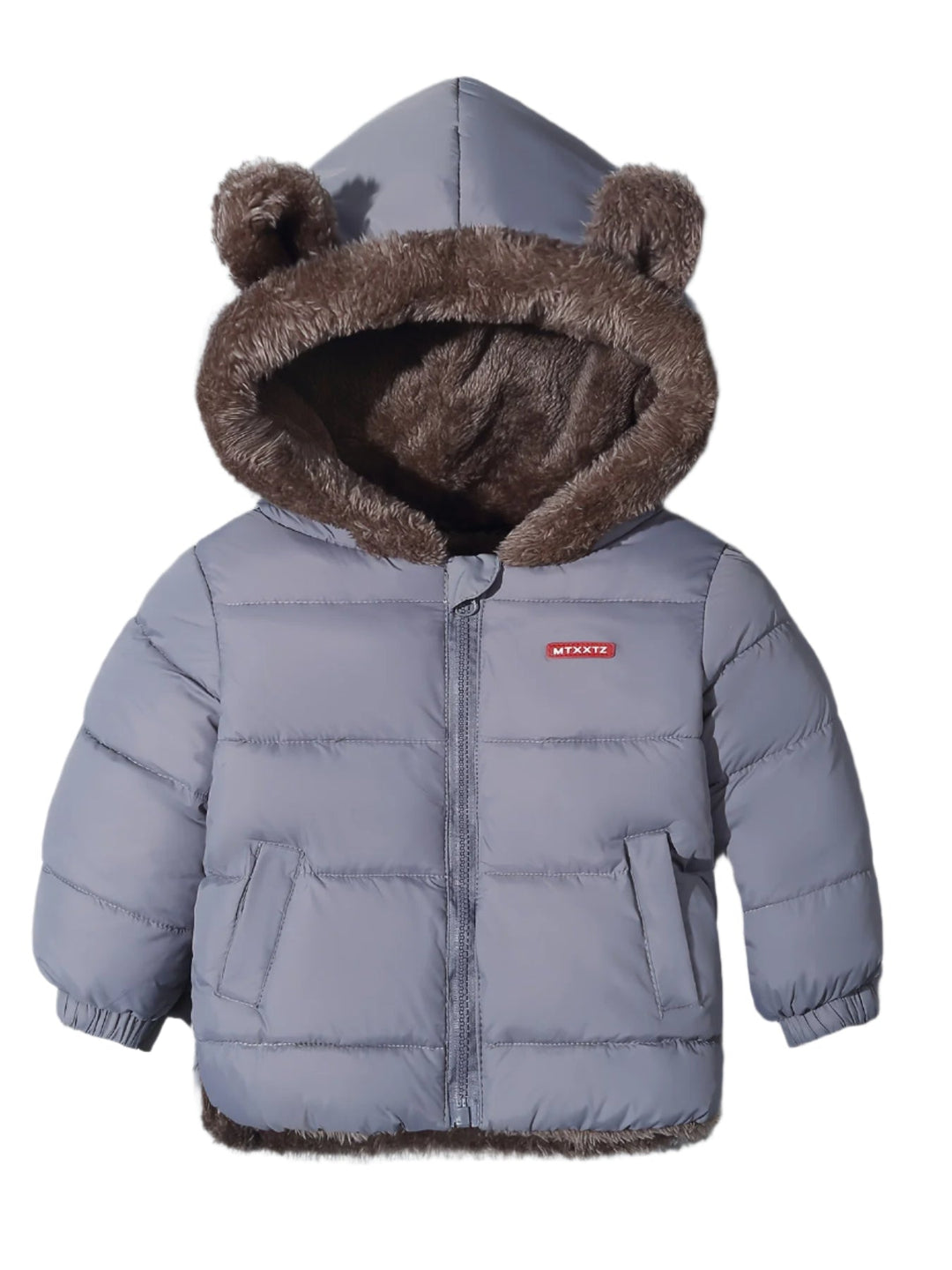 Manteau hiver chaud enfant avec oreilles d'ours mignonnes. Veste confortable et douillette pour jouer dehors.
