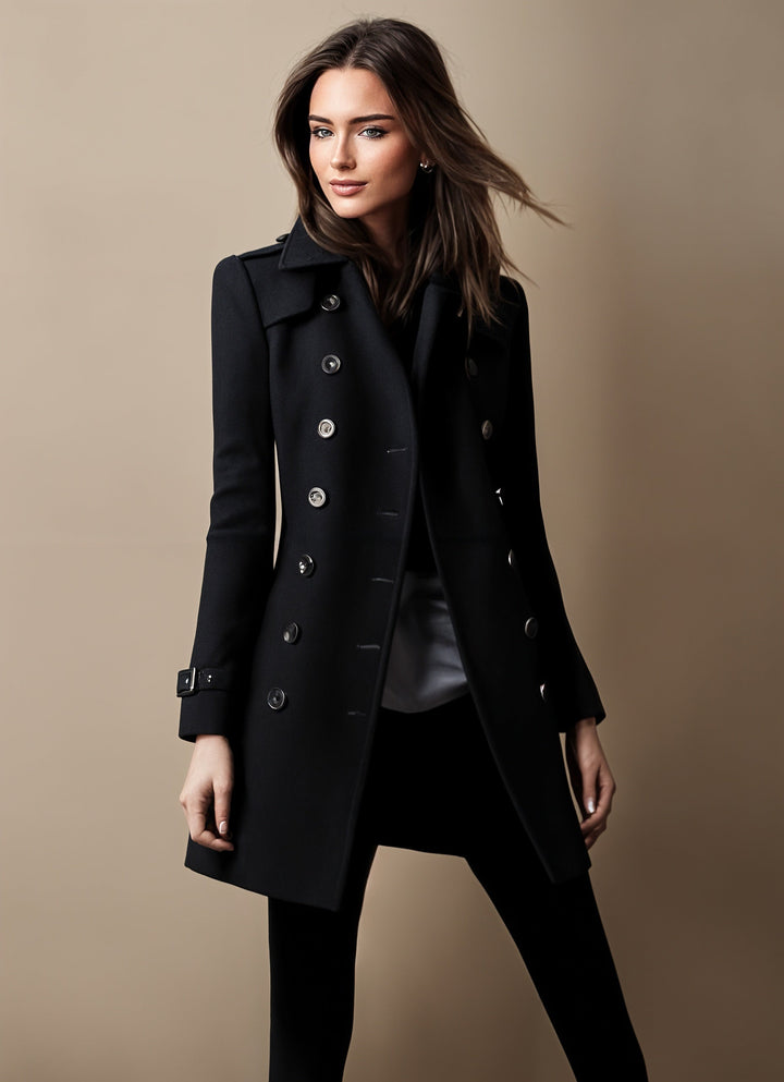 Manteau d'hiver femme élégant et chaud, style classique intemporel pour un look chic et confortable.