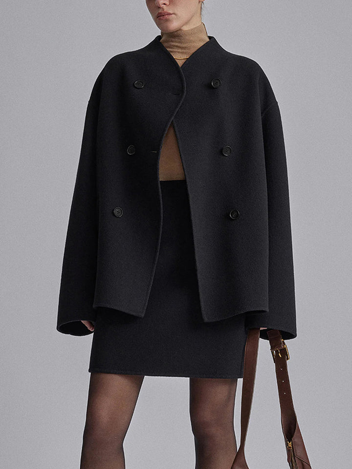 "Manteau femme élégant à boutons, coupe décontractée en peluche, couleurs variées; parfait pour automne/hiver."