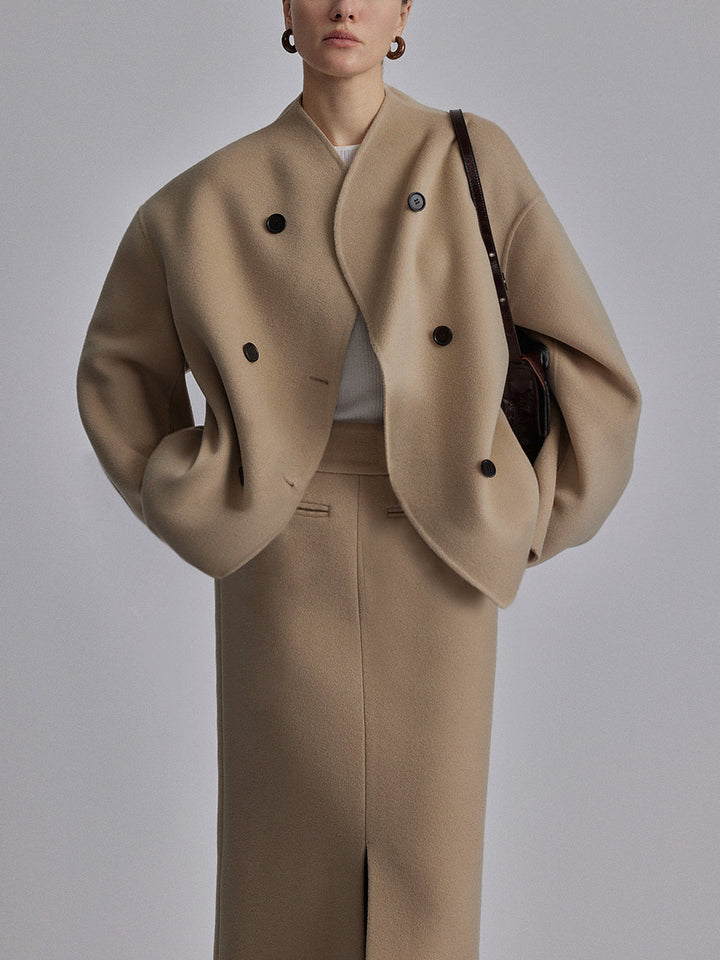 "Manteau femme élégant à boutons, coupe décontractée en peluche, couleurs variées; parfait pour automne/hiver."