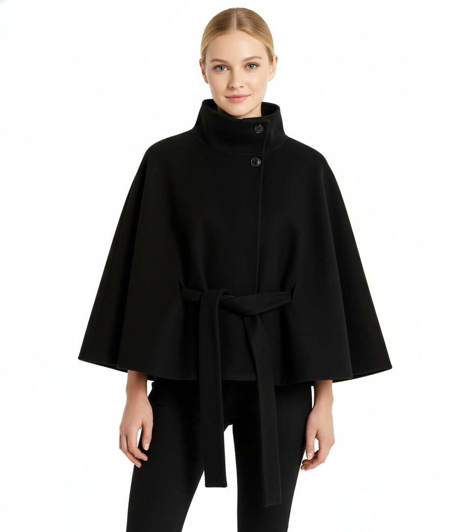 Vêtement d'extérieur femme, manteau élégant à col haut pour l'hiver douillet.