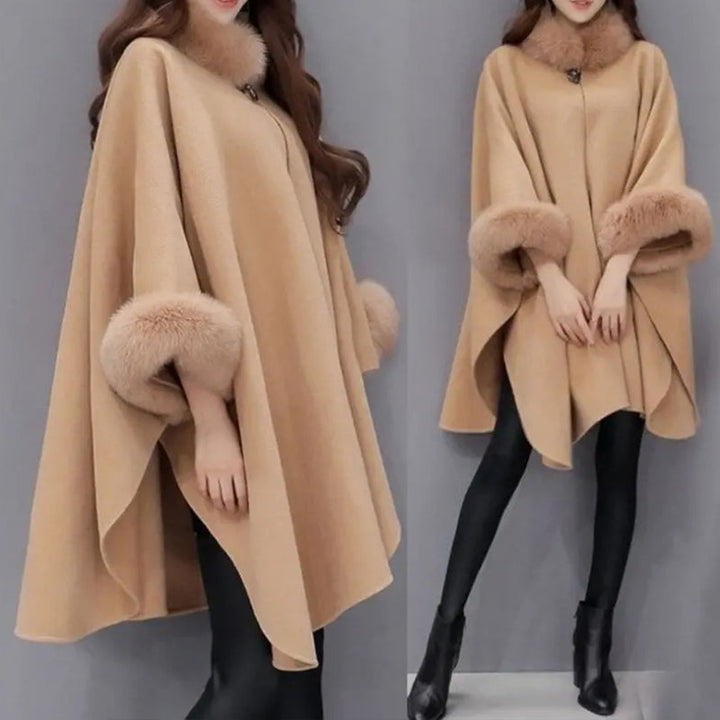 Manteau femme chic couleur chameau, style raffiné et vêtement polyvalent pour l'hiver.