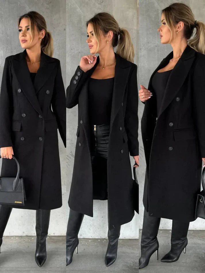 Veste hiver femme chic et tendance, couleur noire, coupe ajustée, parfaite pour un look sophistiqué et confortable.