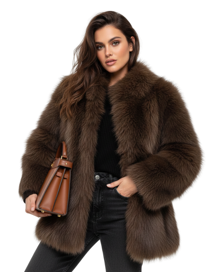 Manteau hiver femme élégant, luxueux et chaud. Idéal pour un style urbain chic, mode et confort pour l'extérieur.