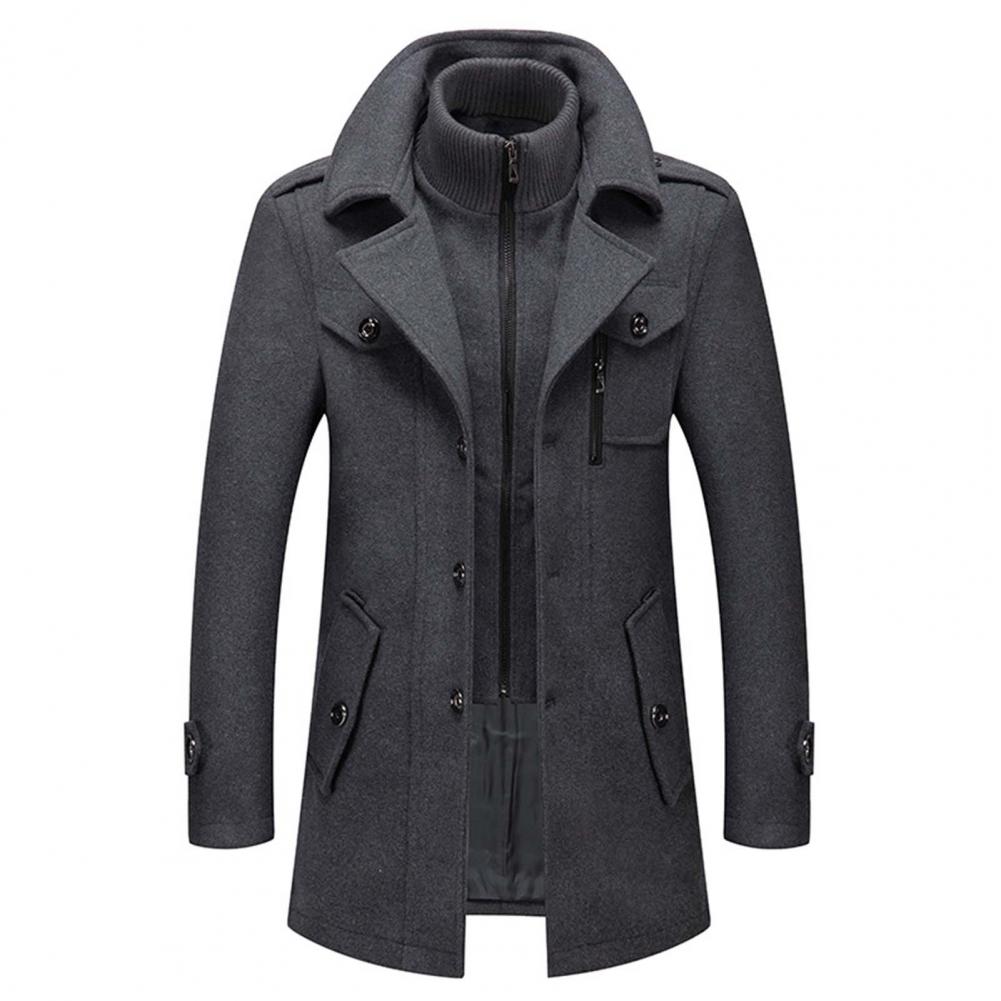 Manteau homme kaki deux pièces, offrant chaleur supérieure et protection contre le vent, grande taille.