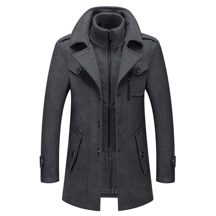 Manteau homme kaki deux pièces, offrant chaleur supérieure et protection contre le vent, grande taille.