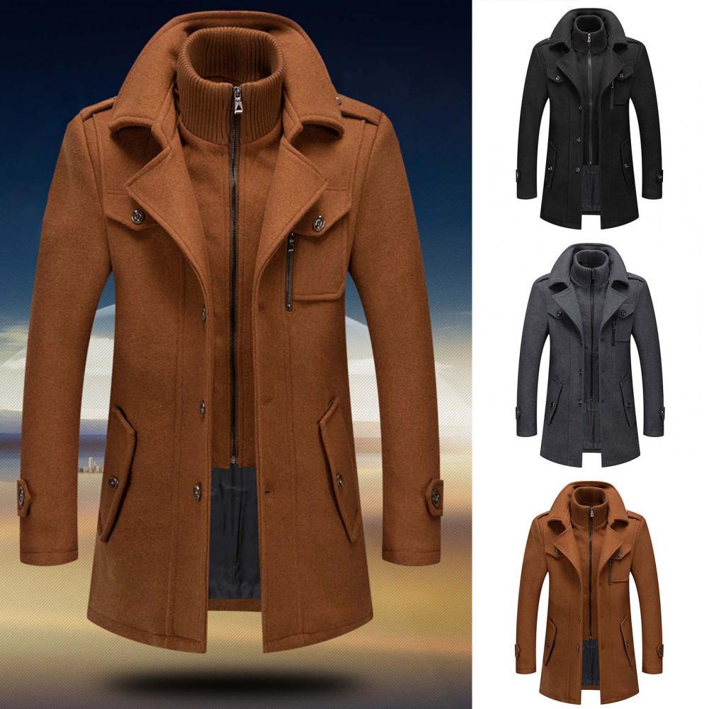 Veste-manteau homme élégant, style deux pièces noir, pour occasions formelles ou décontractées.