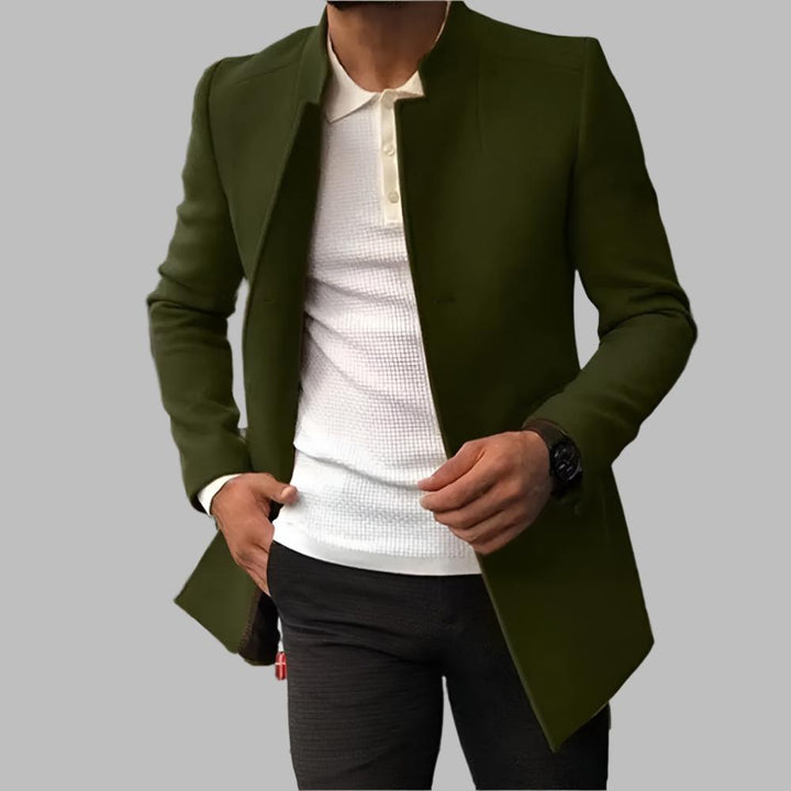 Manteau homme élégant gris, parfait pour l'hiver et l'automne. Style chic et intemporel pour le bureau ou la soirée.