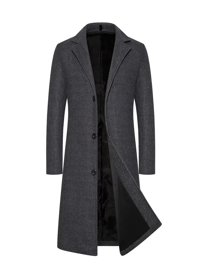 Manteau long ajusté homme, style chic et moderne. Idéal pour rester élégant pendant l'hiver et l'automne.