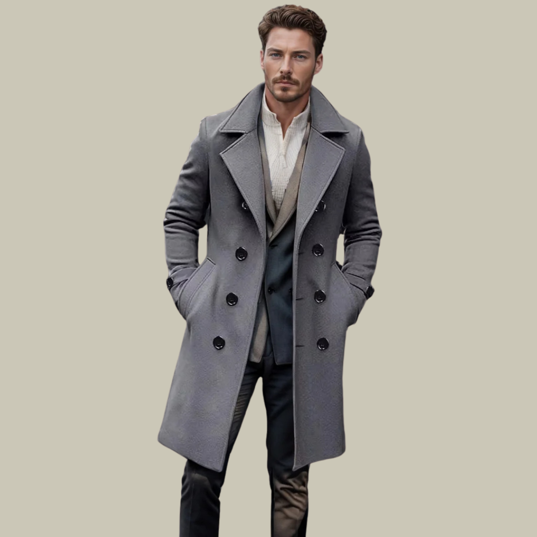 Manteau long élégant, coupe impeccable.  Style italien raffiné.  Parfait pour l'hiver.