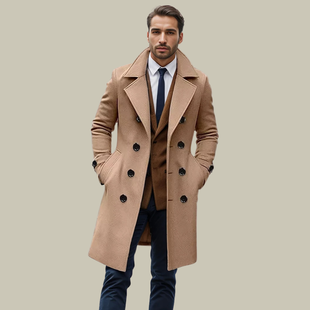Manteau long élégant, coupe impeccable.  Style italien raffiné.  Parfait pour l'hiver.