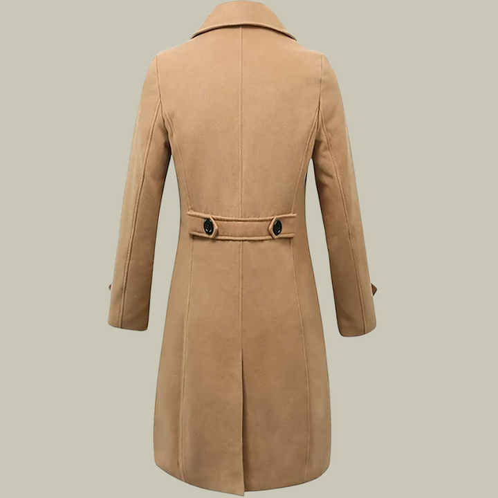 Manteau long élégant, coupe impeccable.  Style italien raffiné.  Parfait pour l'hiver.