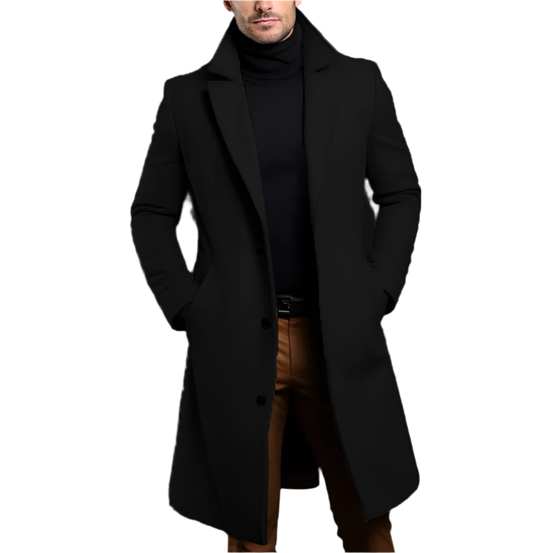 Manteau long homme hiver, coupe élégante et décontractée.  Parfait pour le froid.