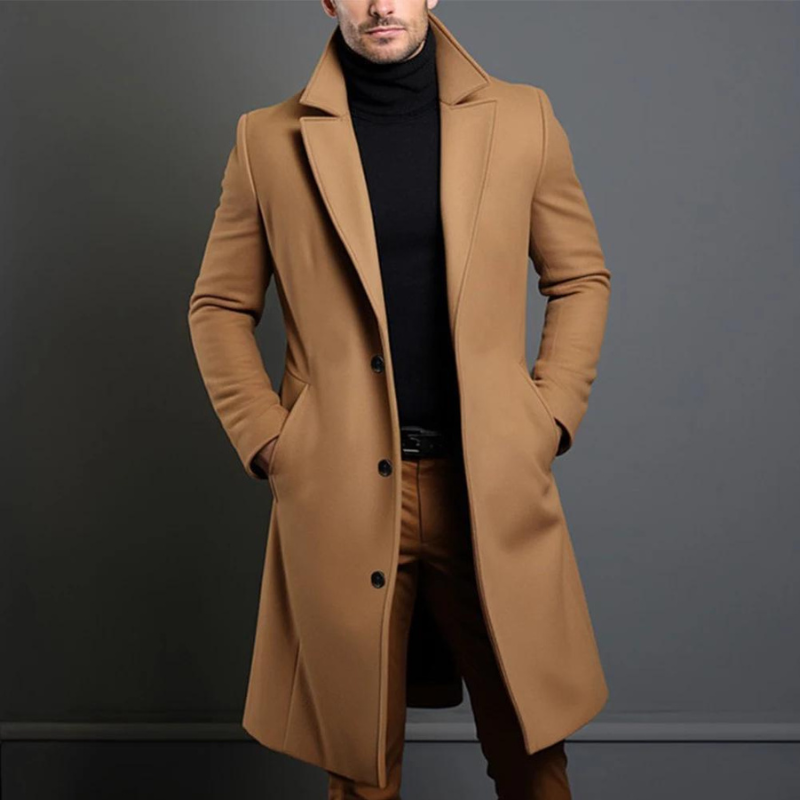 Manteau long homme hiver, coupe élégante et décontractée.  Parfait pour le froid.