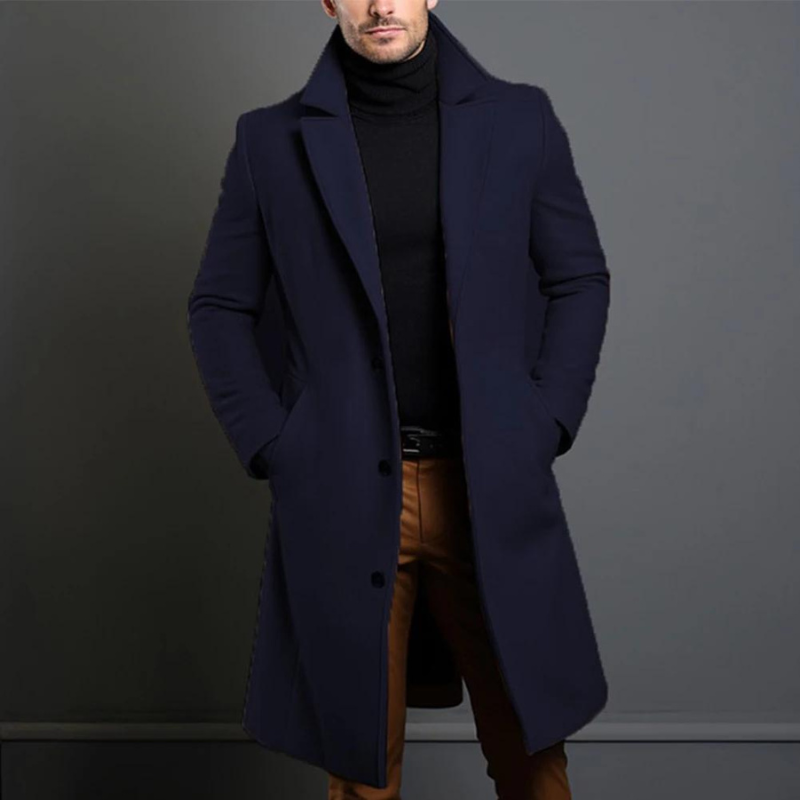 Manteau long homme hiver, coupe élégante et décontractée.  Parfait pour le froid.