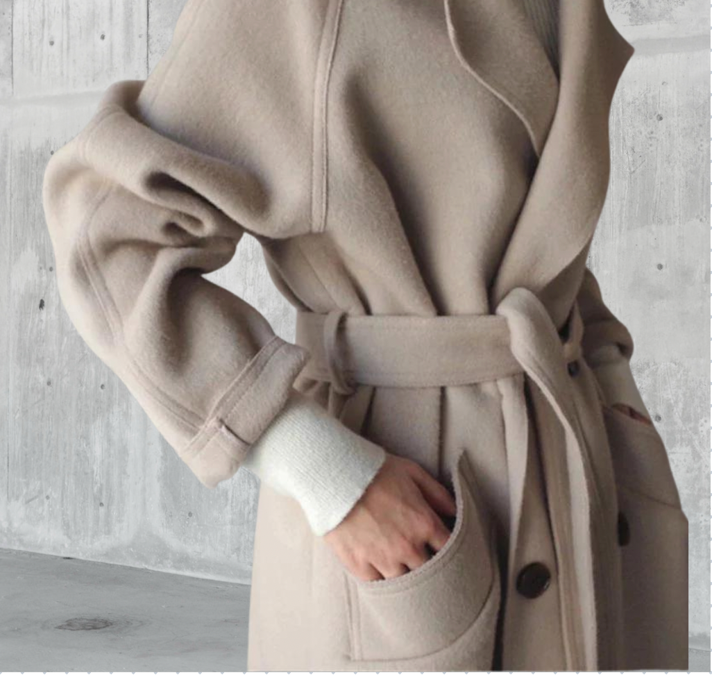 Manteau long femme chaud et élégant, style intemporel pour l'hiver et l'automne, confort garanti et chic.