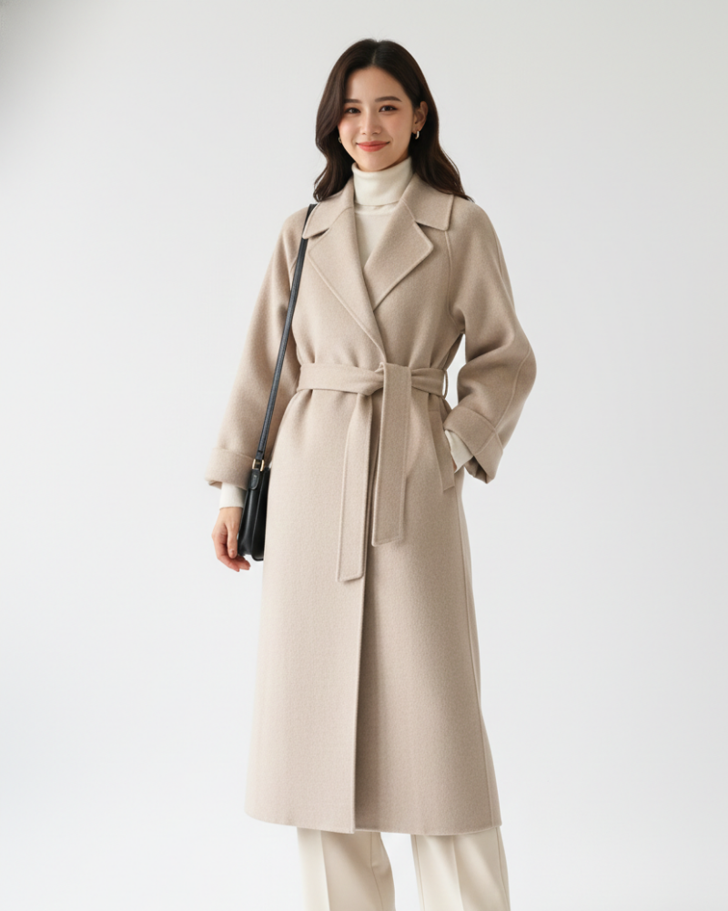 Manteau Talitha pour femme, long et raffiné, avec col revers. Un essentiel mode pour la garde-robe automne-hiver.