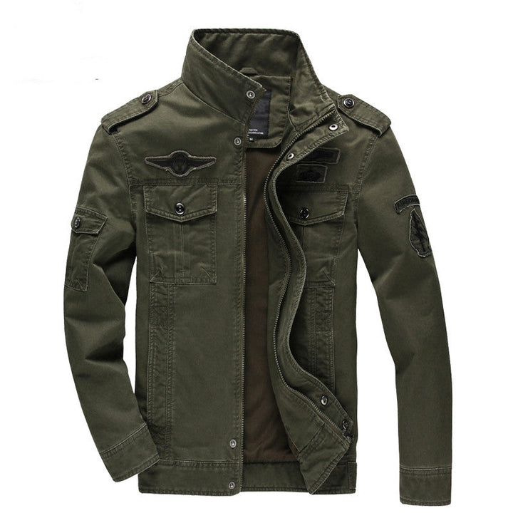 Manteau mi-long homme, style militaire décontracté.  Coupe ajustée, poches multiples.