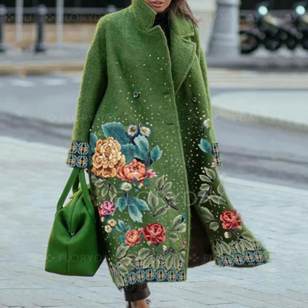 Vue arrière du manteau oversize femme, montrant la coupe ample et le style élégant.