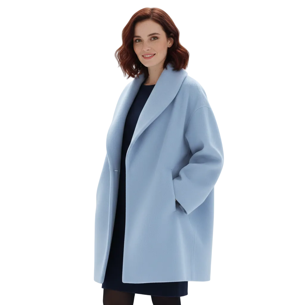 Manteau d'hiver femme, style oversize chic avec grands revers, idéal pour une mode élégante et chaude.