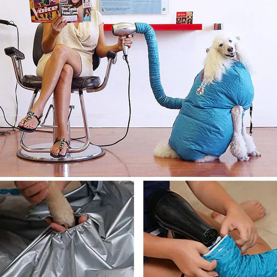 Manteau séchage animal, air chaud. Séchage rapide et doux après le bain. Tailles S, M, L.