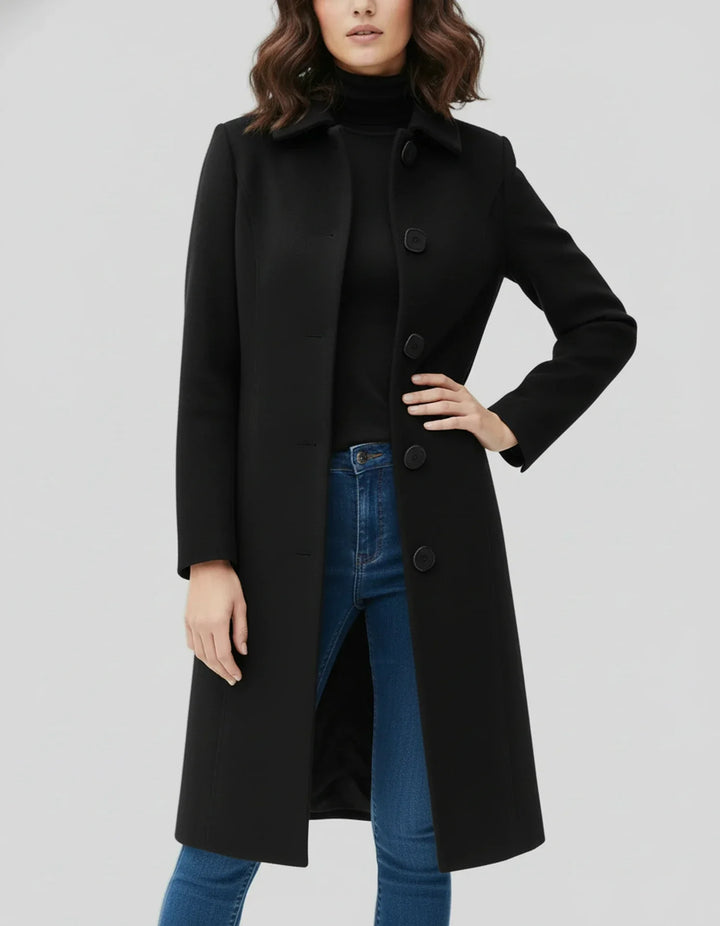 Trench femme chaud et chic pour l'hiver, style boutonnage, parfait pour rester élégante par temps froid.