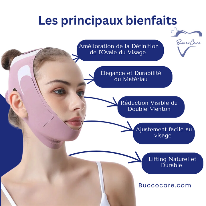 "Masque lifting visage raffermissant, réducteur double menton, sculpte et redéfinit contours faciaux, matériau confortable."
