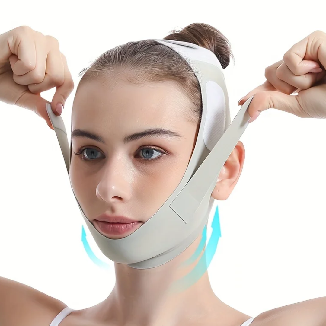 "Masque lifting visage raffermissant, réducteur double menton, sculpte et redéfinit contours faciaux, matériau confortable."